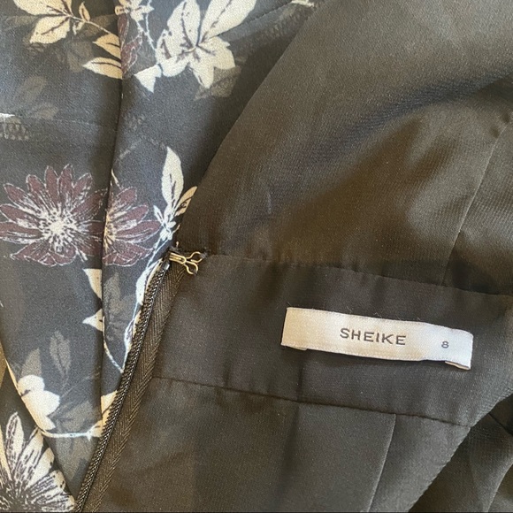 SHEIKE Halter Neck Floral Black Dress Ruffle Detail Elegant Cocktail Striped 8 - Picture 15 of 15